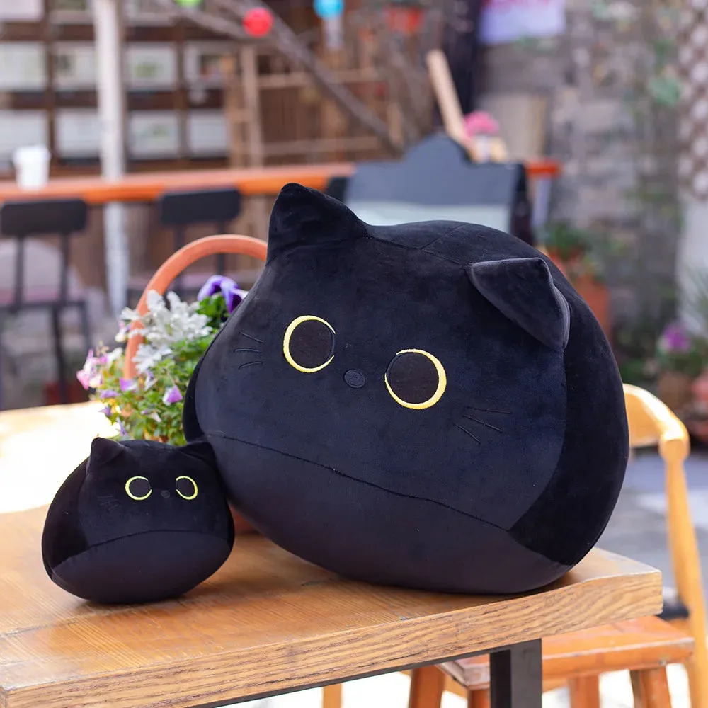 18/40/55cm Kawaii Black Cat Plush Toys Stuffed Soft Round Animal Cat Pillow Nap Cushion Creative Birthday Gift for Kids Children