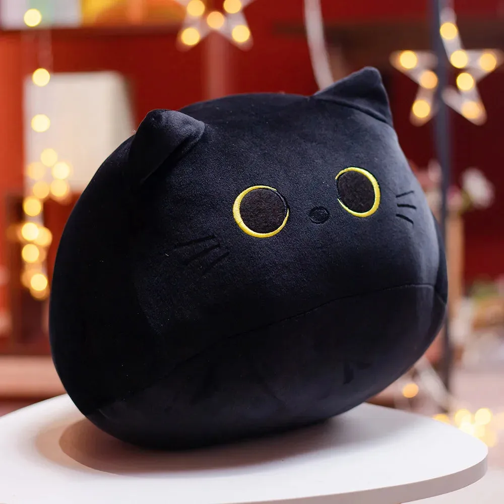 18/40/55cm Kawaii Black Cat Plush Toys Stuffed Soft Round Animal Cat Pillow Nap Cushion Creative Birthday Gift for Kids Children