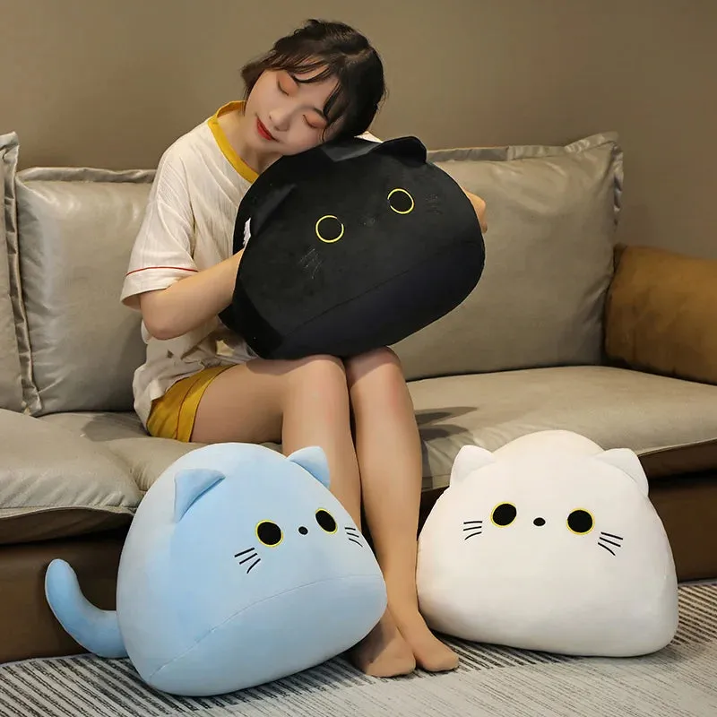 18/40/55cm Kawaii Black Cat Plush Toys Stuffed Soft Round Animal Cat Pillow Nap Cushion Creative Birthday Gift for Kids Children