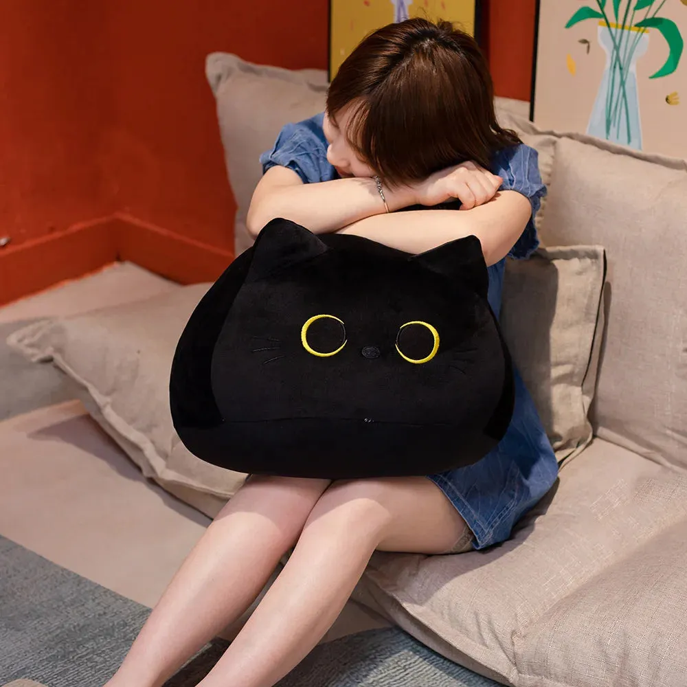 18/40/55cm Kawaii Black Cat Plush Toys Stuffed Soft Round Animal Cat Pillow Nap Cushion Creative Birthday Gift for Kids Children