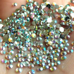 2mm Round Rhinestones | 14 Faceted Cut Resin Rhinestones (AB Clear / Around 1000 pcs)