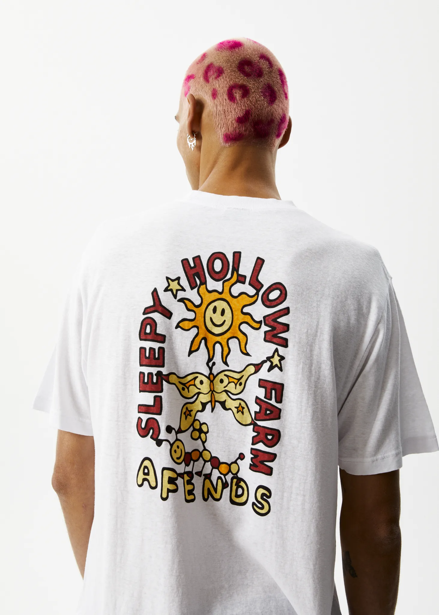 AFENDS Mens Caterpillar - Retro Graphic T-Shirt - White