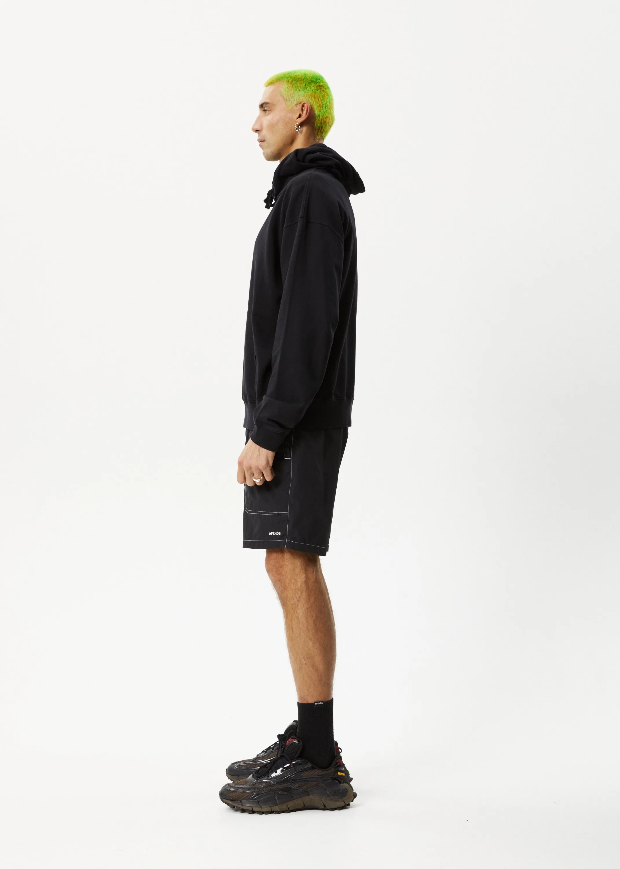 AFENDS Mens Established - Logo Hoodie - Stone Black