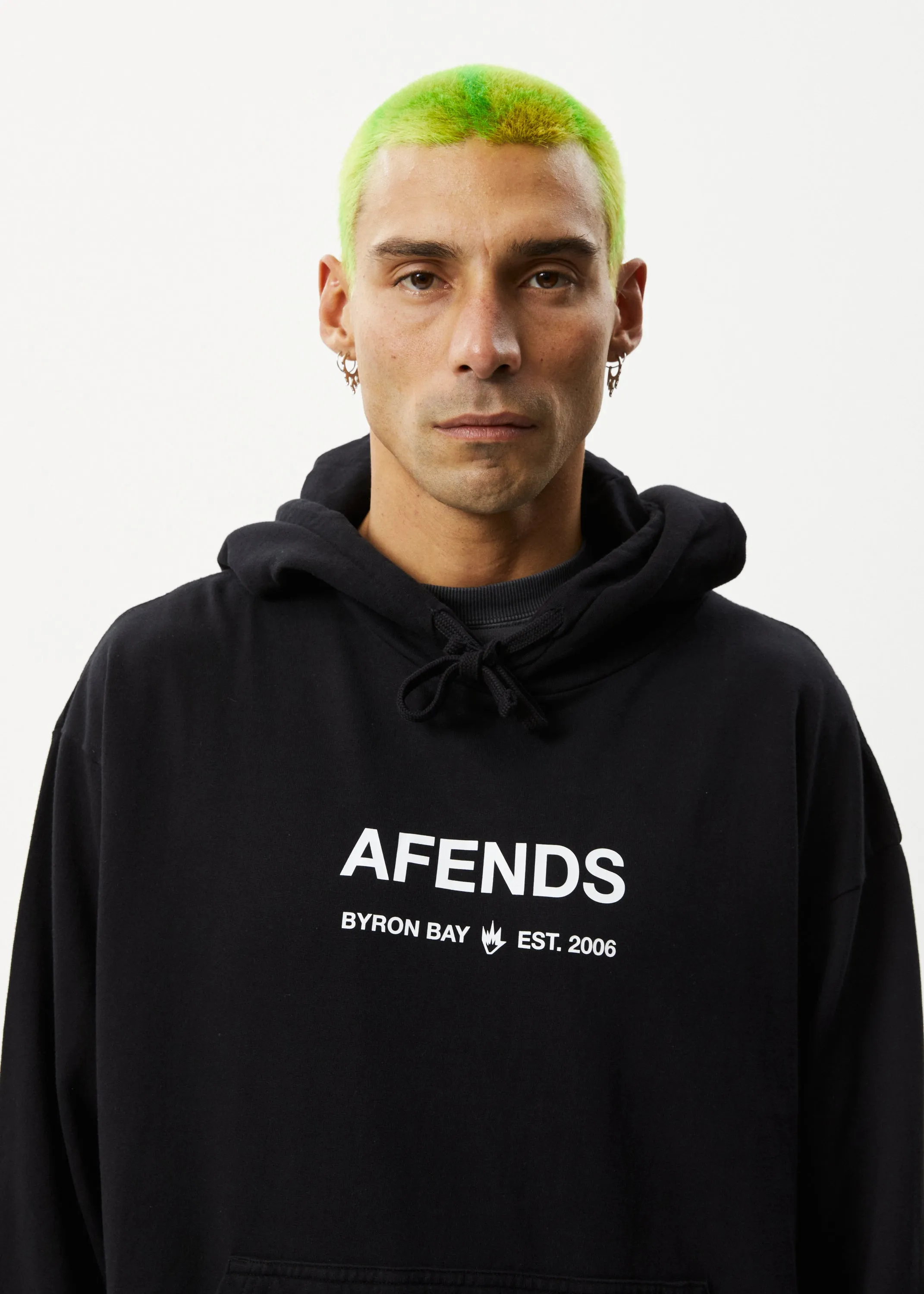 AFENDS Mens Established - Logo Hoodie - Stone Black