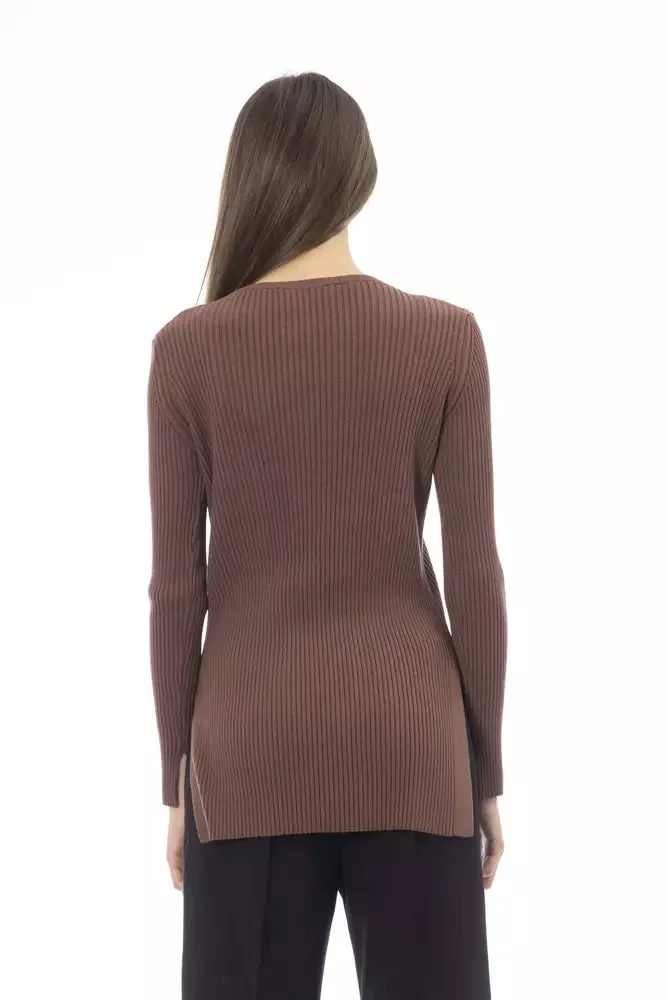 Alpha Studio Brown Viscose Women Women's Sweater