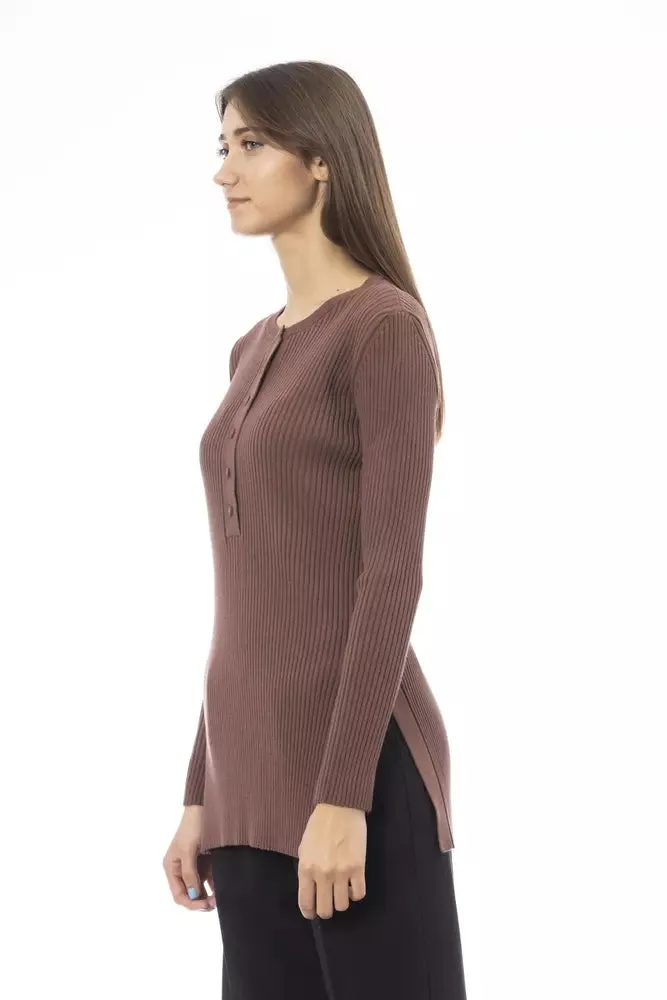 Alpha Studio Brown Viscose Women Women's Sweater