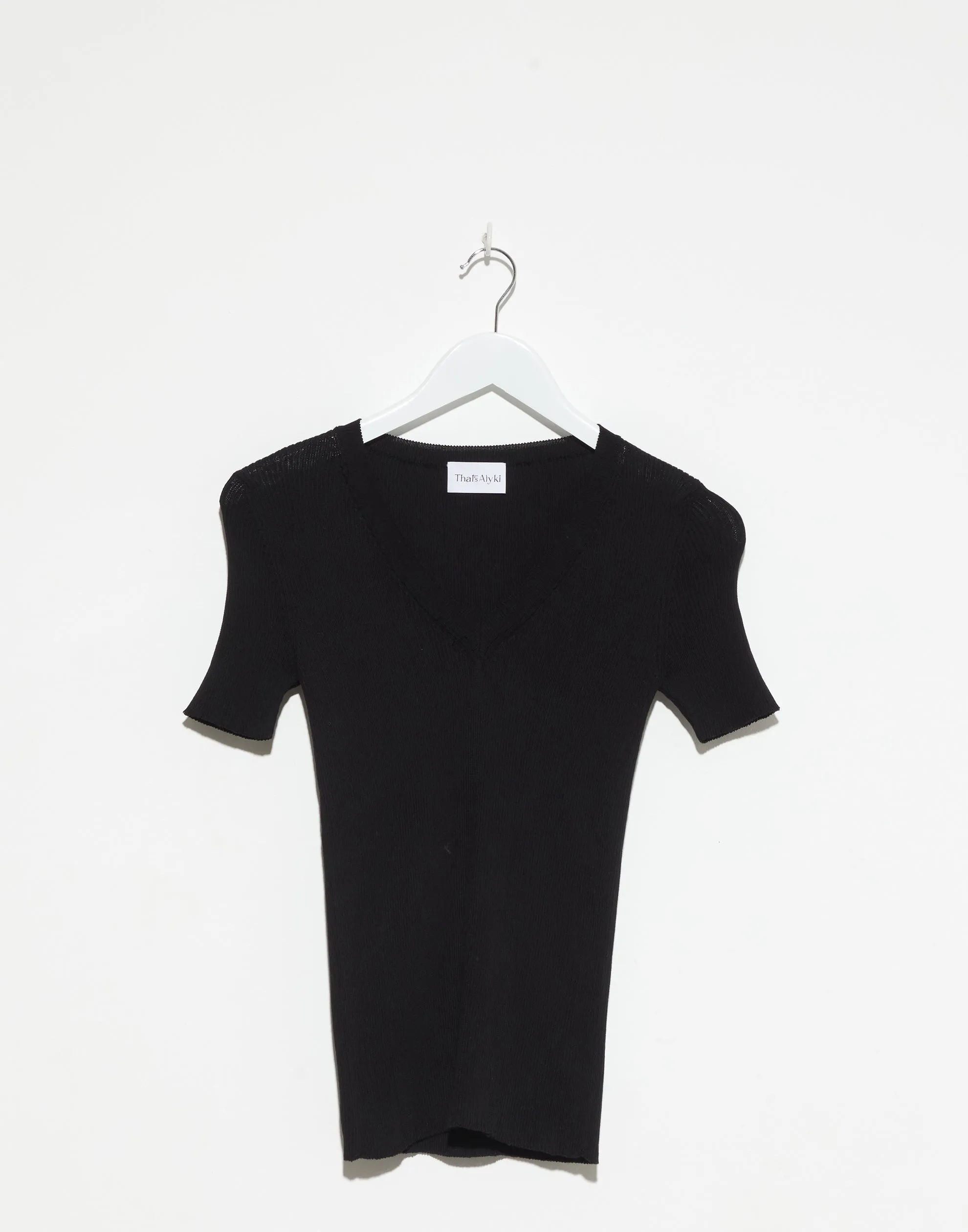 Black Cotton Knit Coline Top