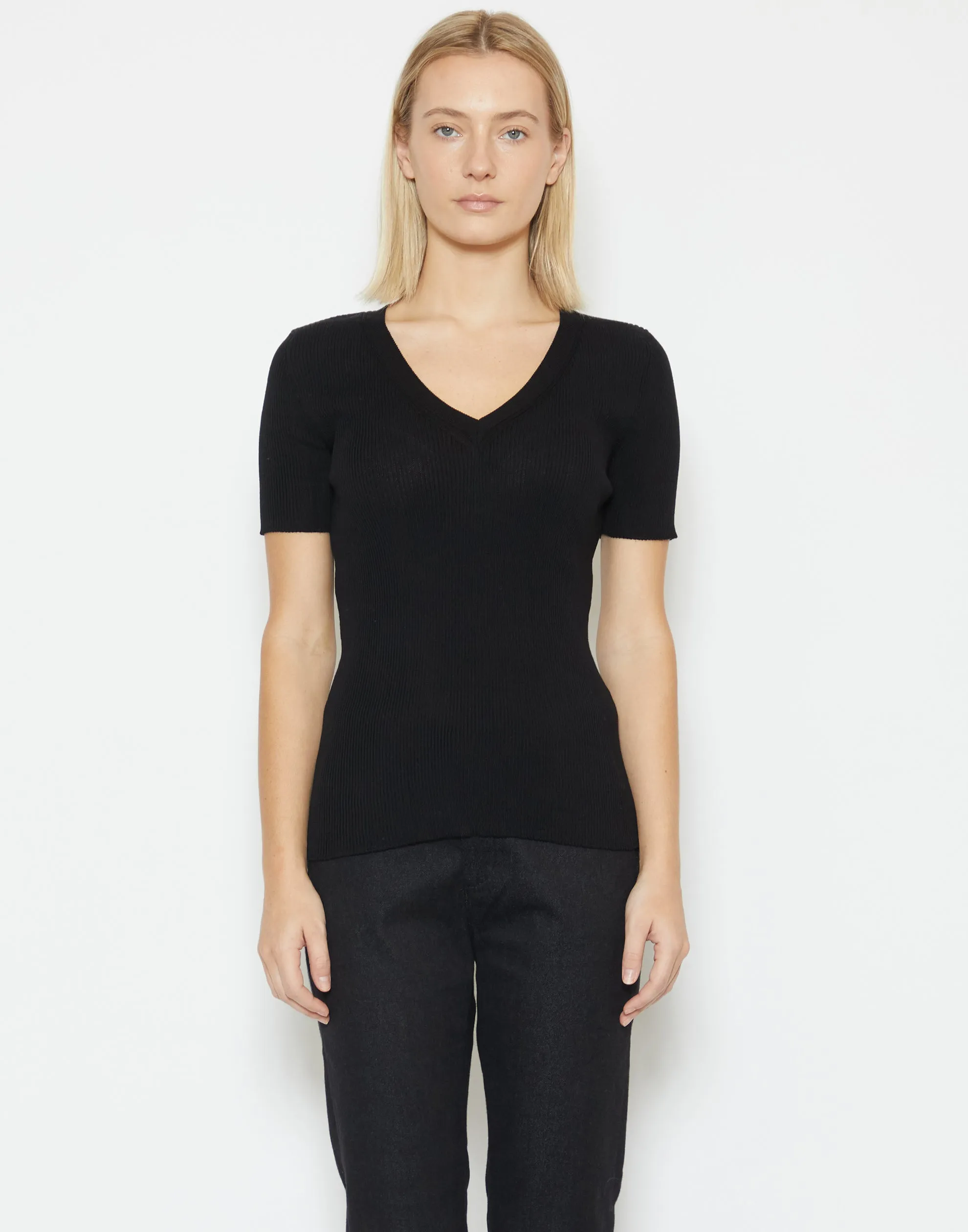 Black Cotton Knit Coline Top