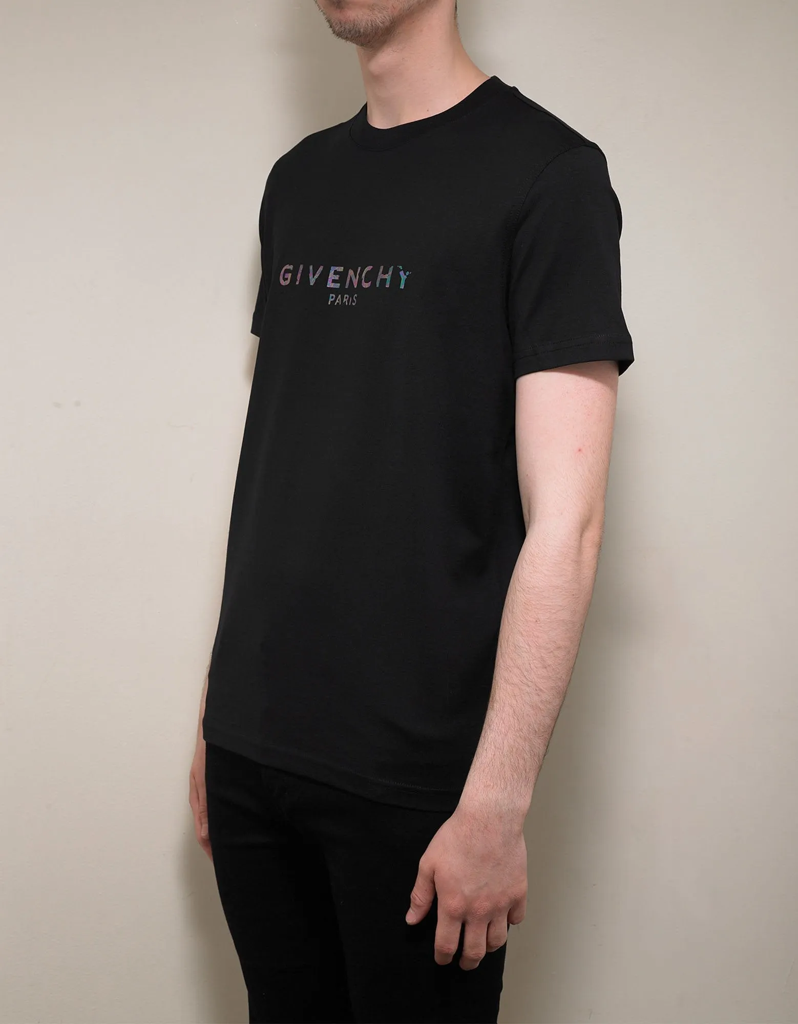 Black Iridescent Vintage Logo Slim Fit T-Shirt