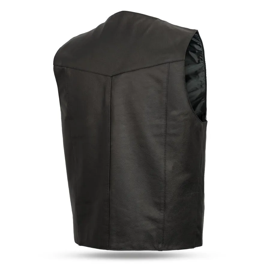 Black Leather "Top Shot" Vest