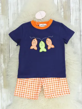 Blue & Orange Fishing Shorts Outfit