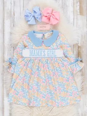 Blue & Yellow Smocked Mama's Girl Dress