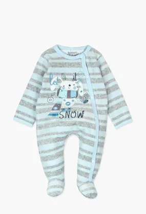 Boboli Bunny Snow Romper- Lt Blue/Grey