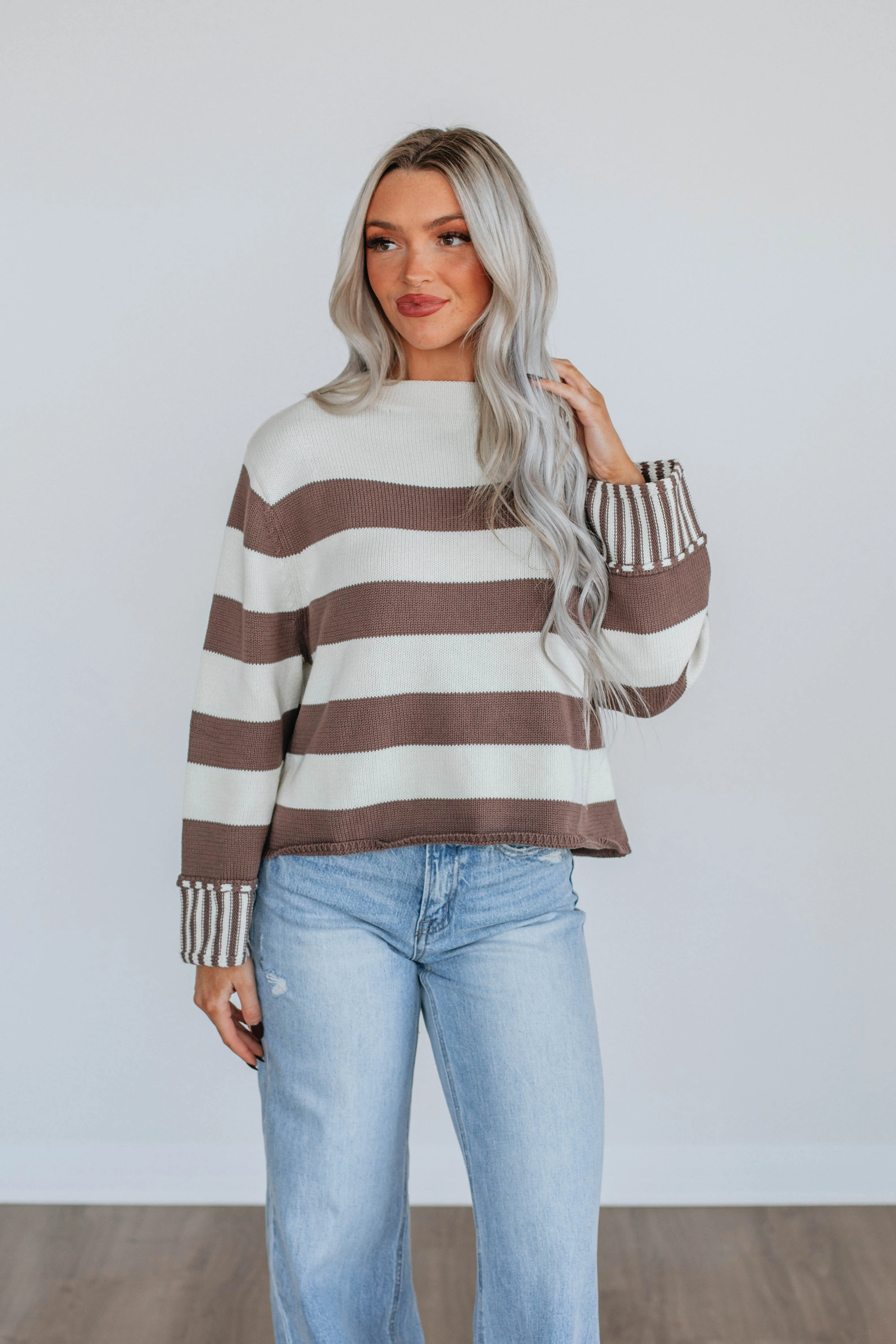 Candyce Striped Sweater - Chocolate