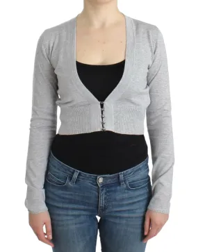 Cavalli Cropped Virgin Wool Cardigan in Chic Women's Gray