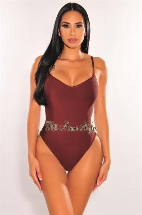 Chocolate Bandage Spaghetti Straps Sweetheart Bodysuit