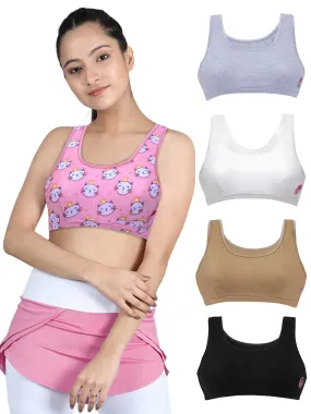 Double-Layer Broad Strap Cotton Sports Bra | Non-Padded Beginner Bra | Printed & Solid Bra