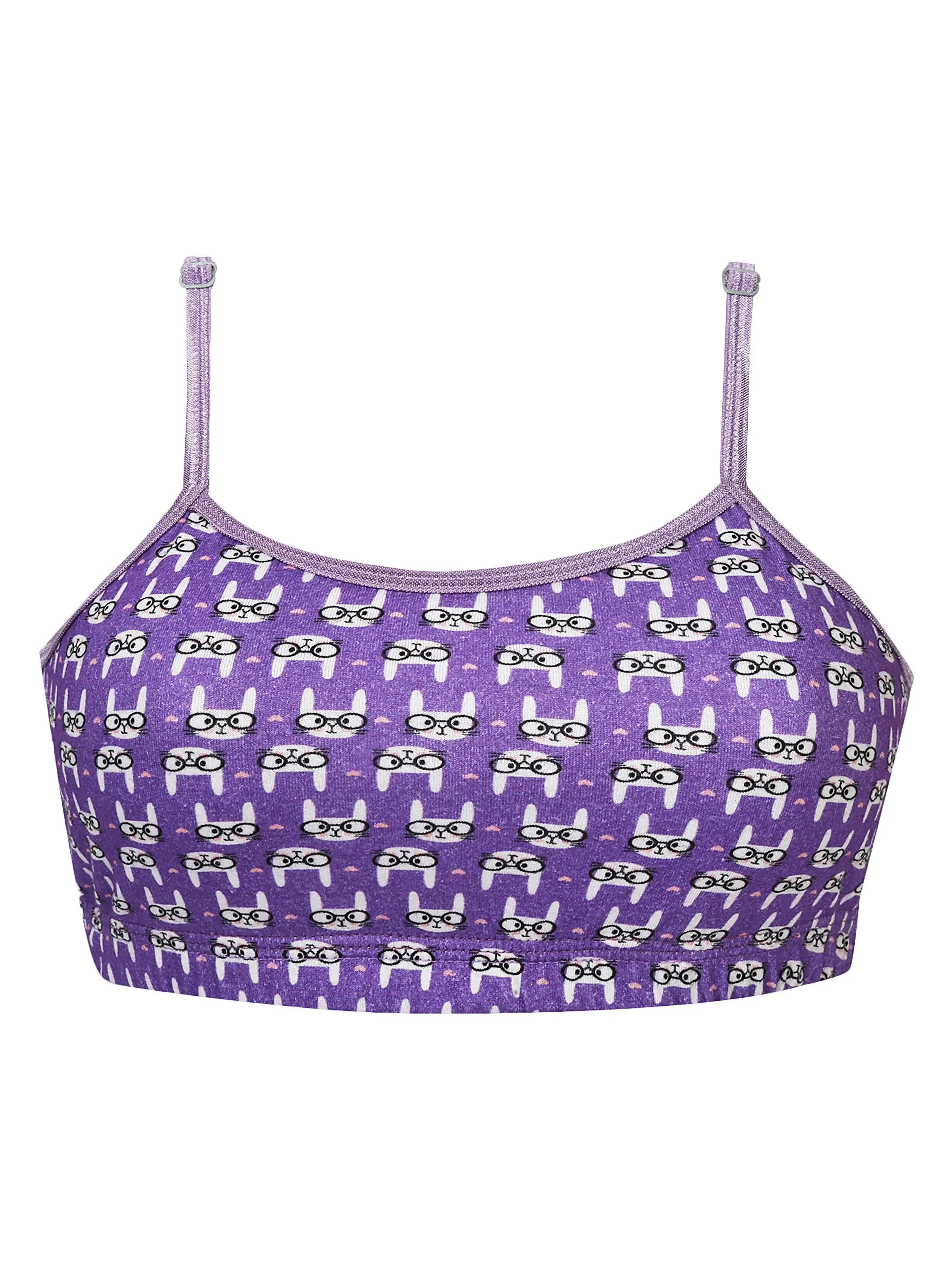 Double-Layer Thin Strap Cotton Sports Bra | Non-Padded Beginner Bra | Printed Bra