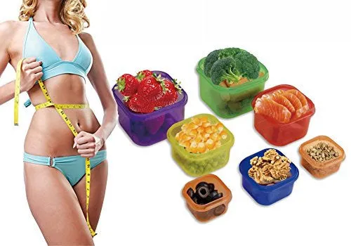 FIXBODY 7 PIECE PORTION CONTROL CONTAINERS KIT COLOR-CODED LABELED MEAL PREP FOOD STORAGE CONTAINERS,LOSE WEIGHT (COMPLETE GUIDE   FREE 21 DAY PDF PLANNER   RECIPE E-BOOK   BODY PDF TRACKER INCLUDED)