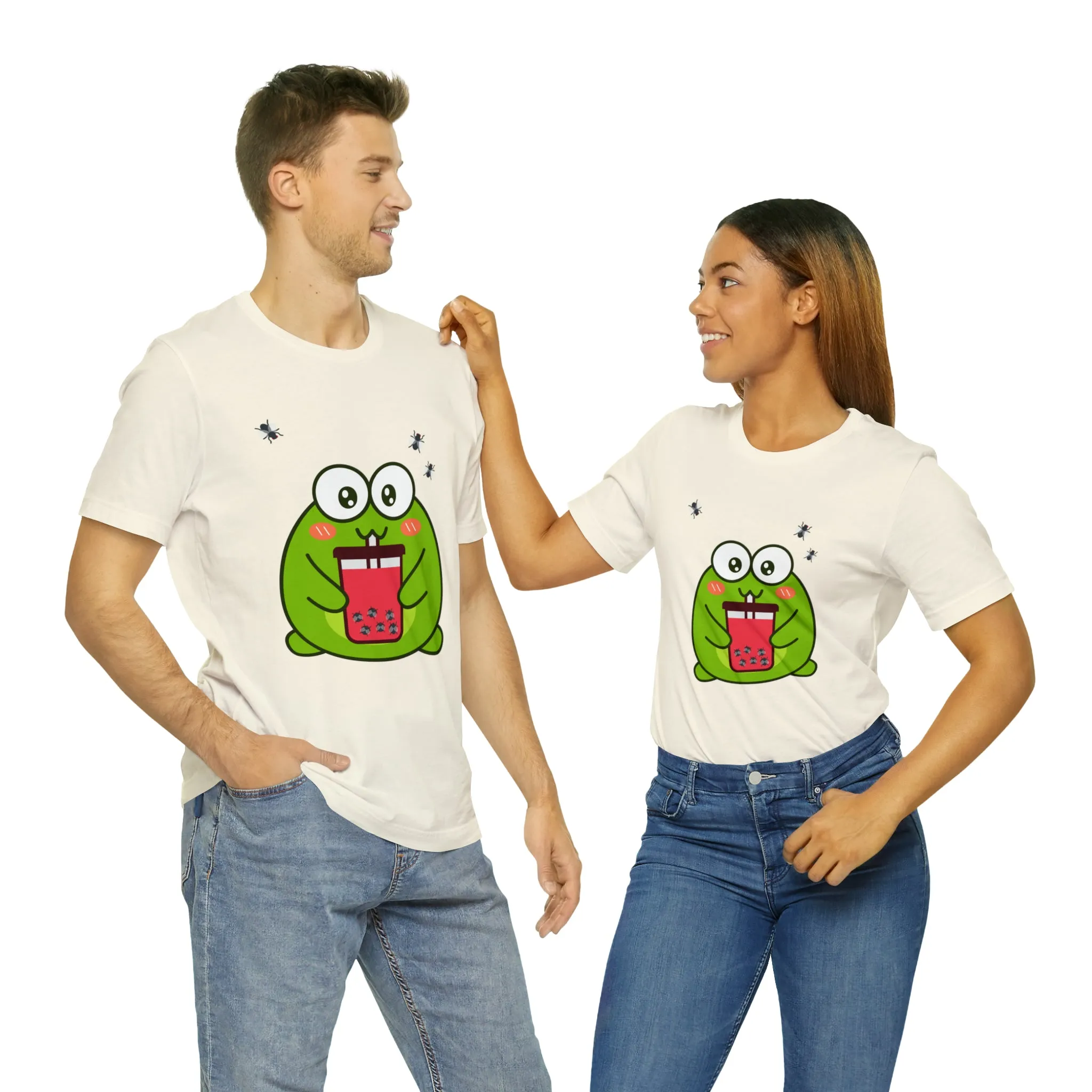 Frog loves boba tea Unisex Jersey Short Sleeve Tee