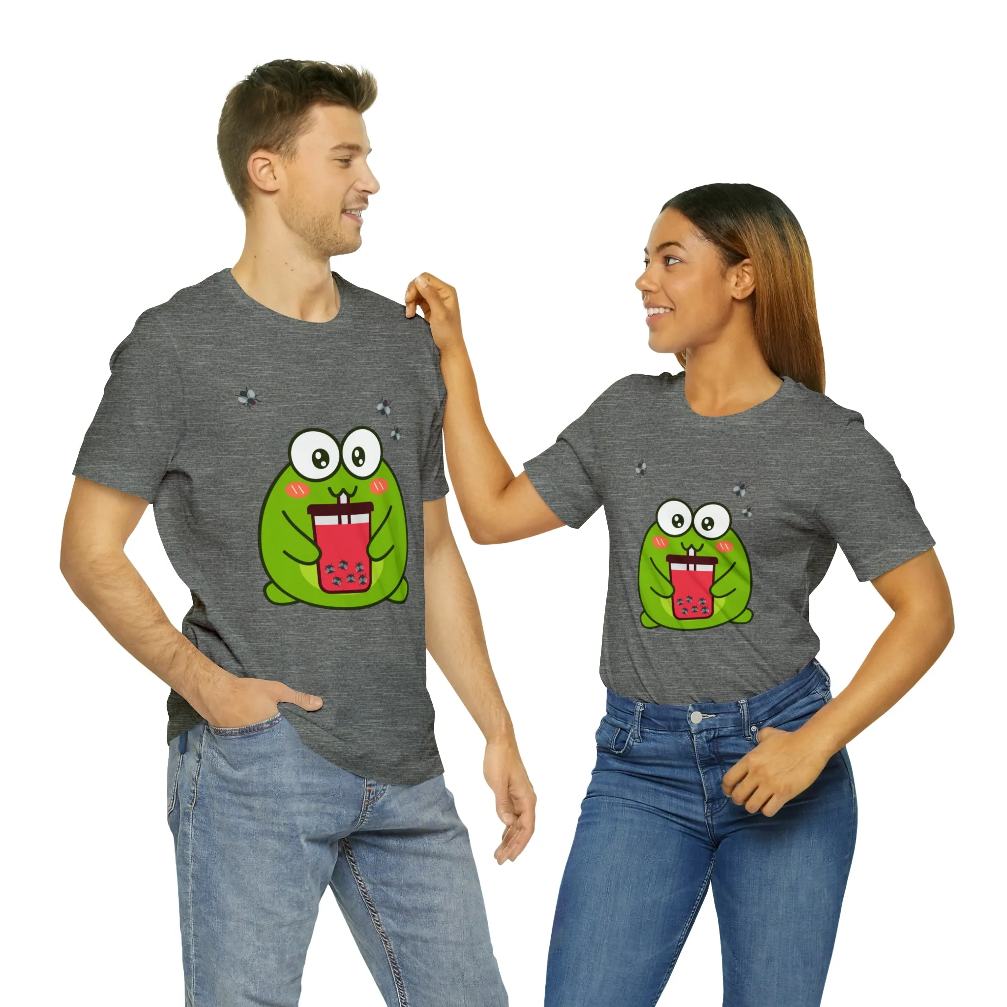 Frog loves boba tea Unisex Jersey Short Sleeve Tee