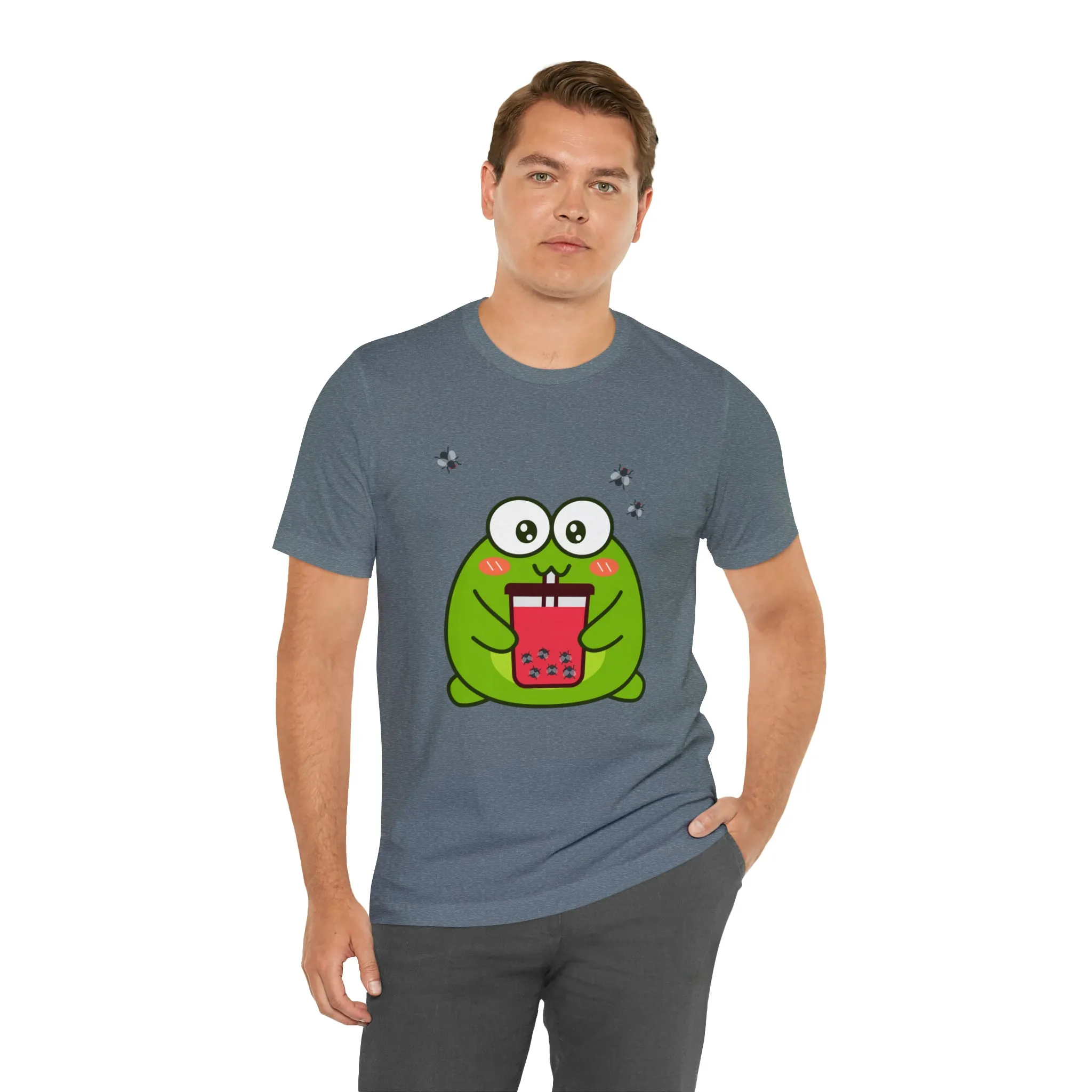 Frog loves boba tea Unisex Jersey Short Sleeve Tee