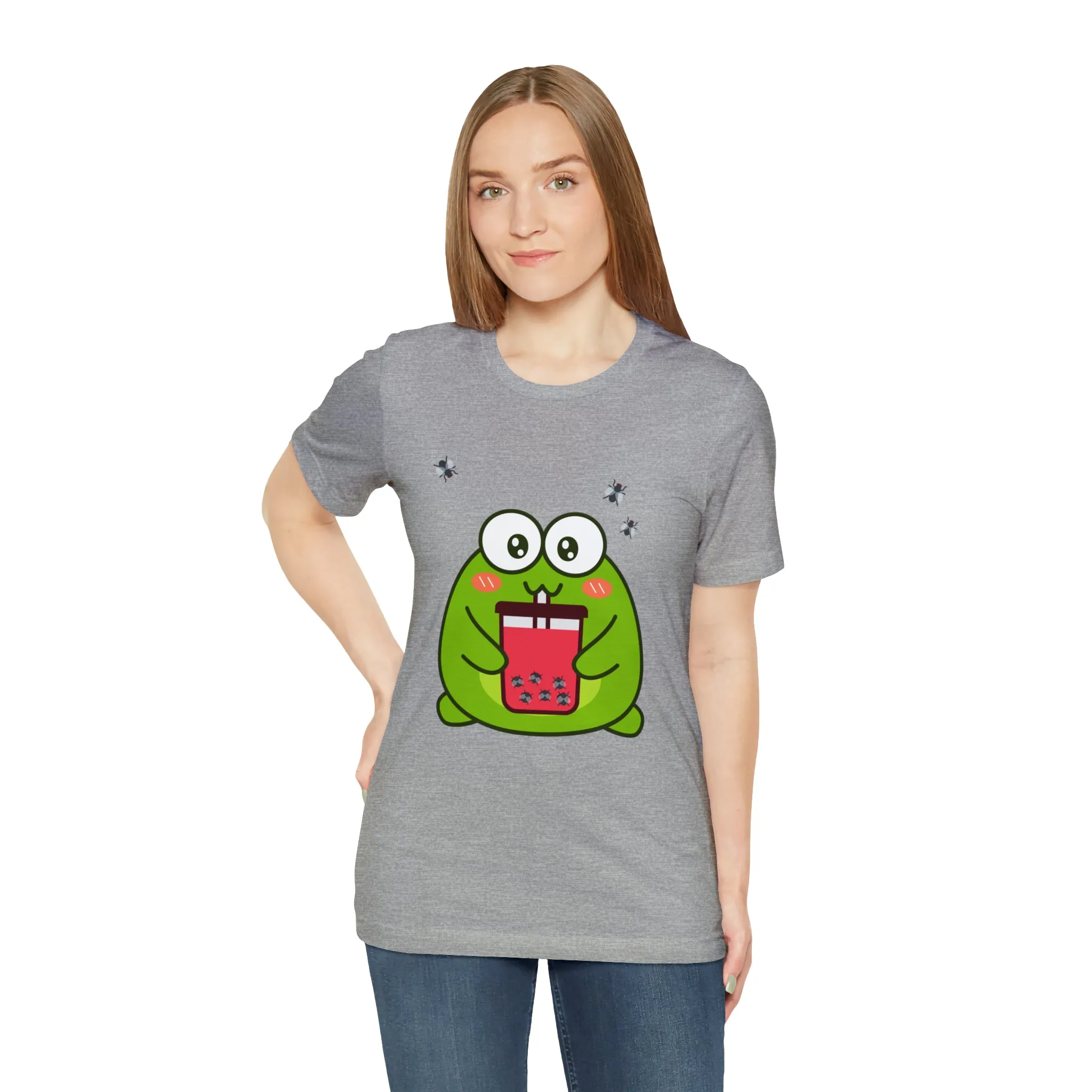 Frog loves boba tea Unisex Jersey Short Sleeve Tee