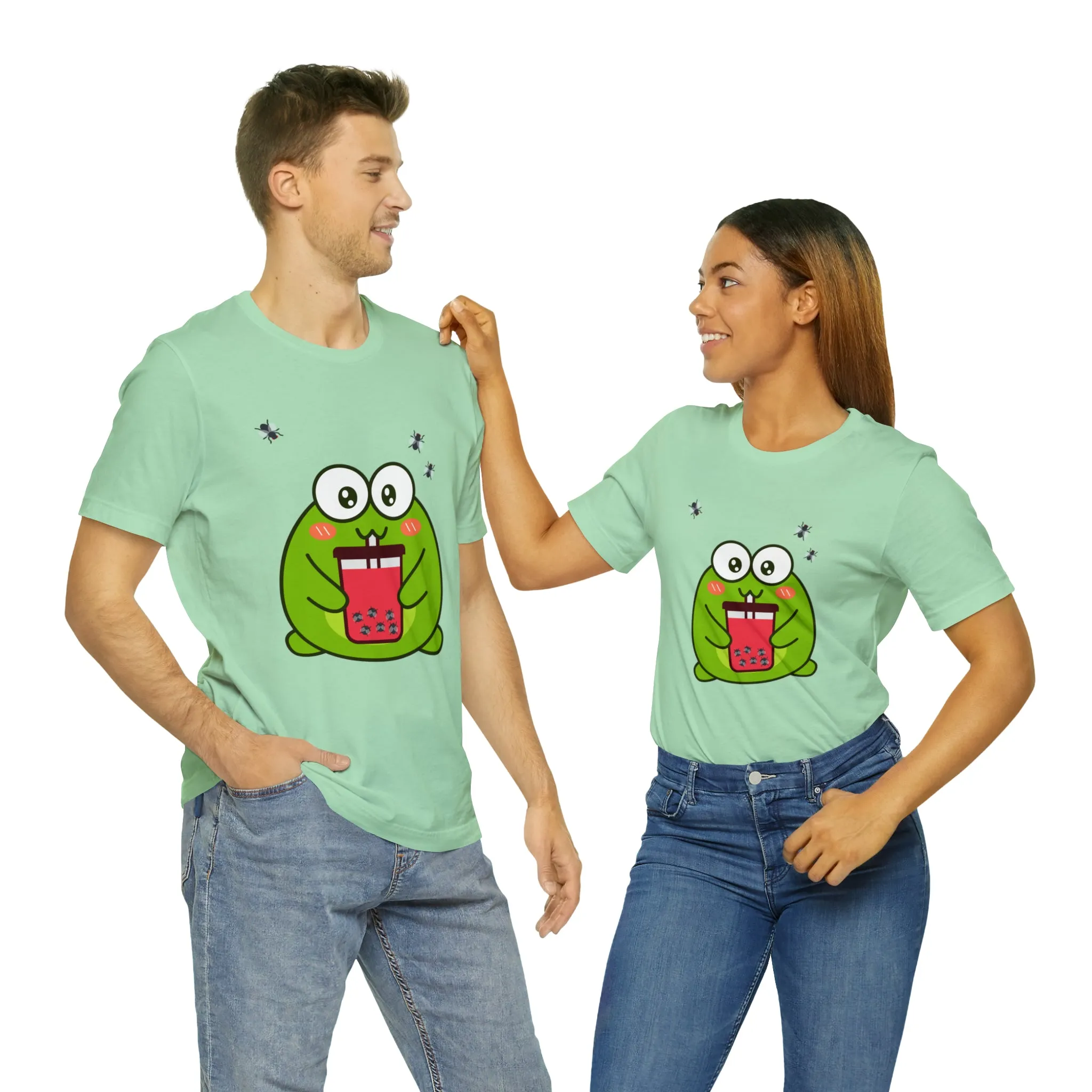 Frog loves boba tea Unisex Jersey Short Sleeve Tee