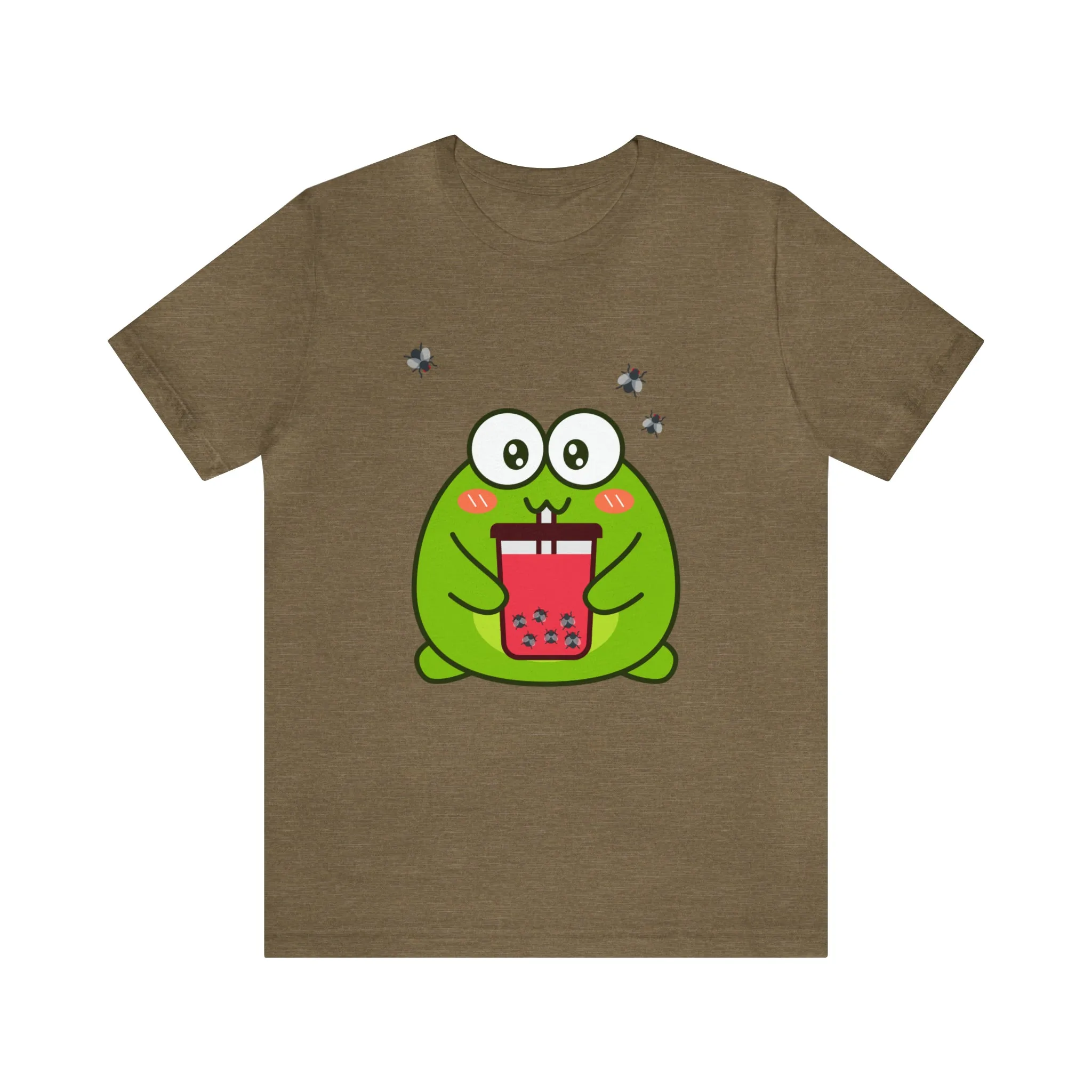 Frog loves boba tea Unisex Jersey Short Sleeve Tee