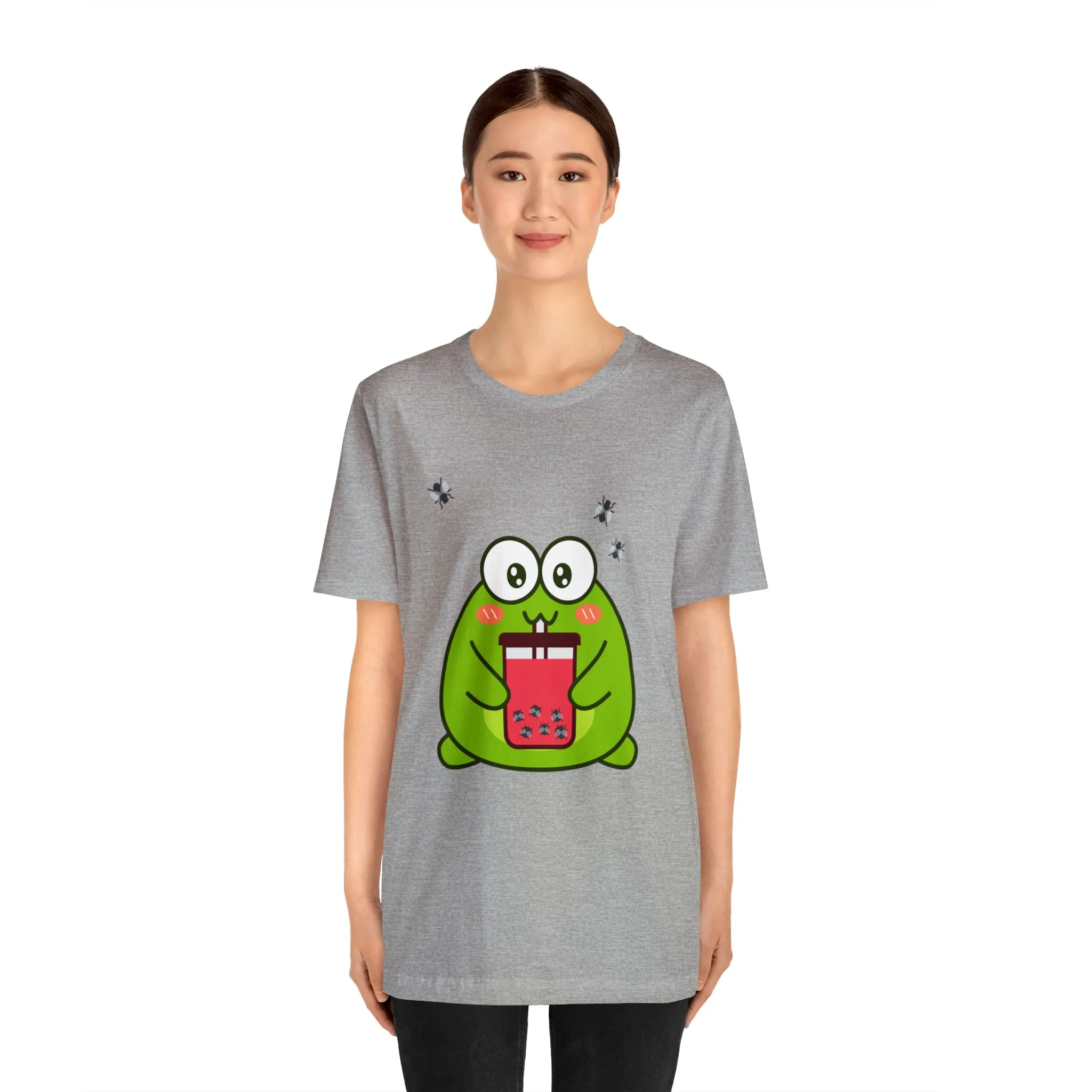 Frog loves boba tea Unisex Jersey Short Sleeve Tee