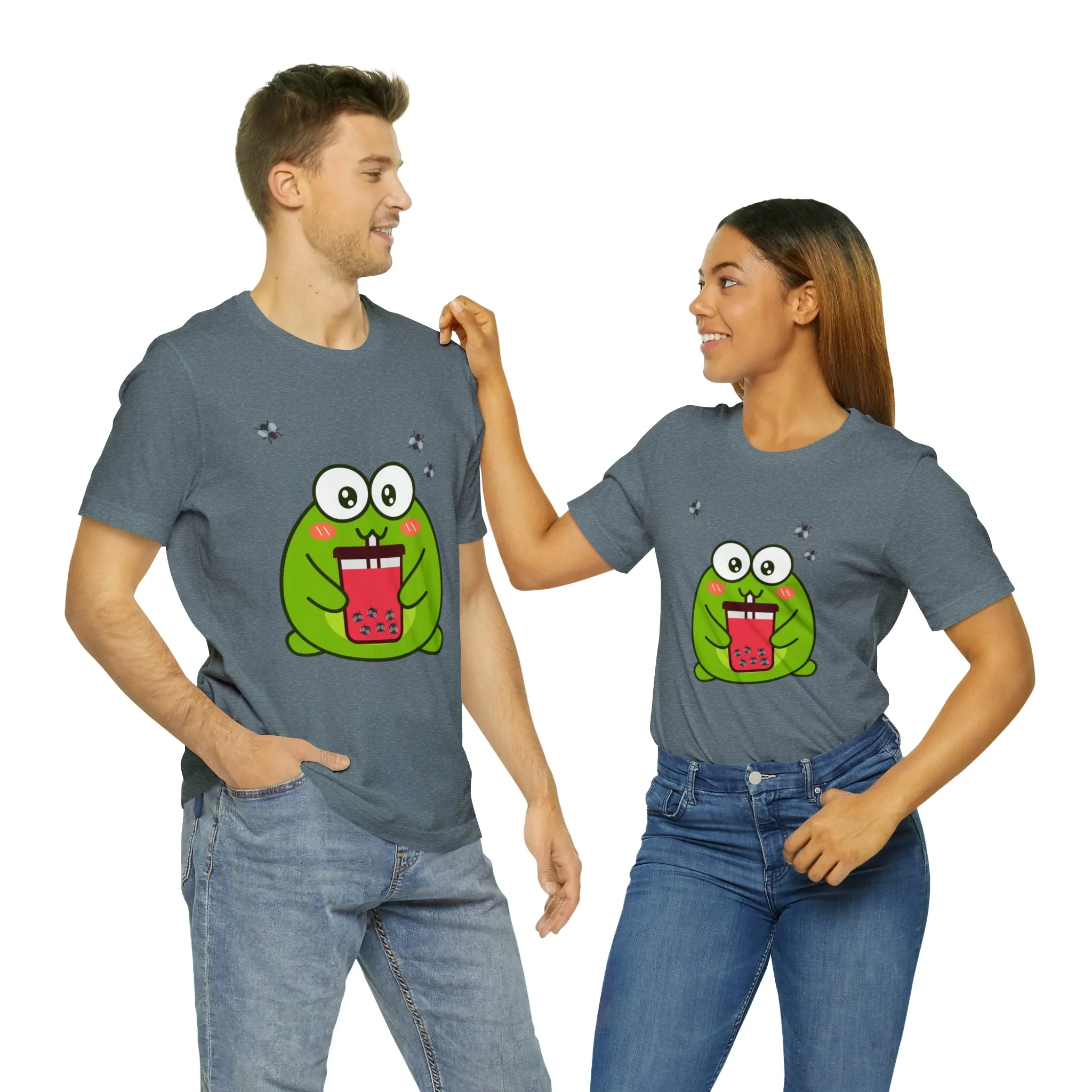 Frog loves boba tea Unisex Jersey Short Sleeve Tee