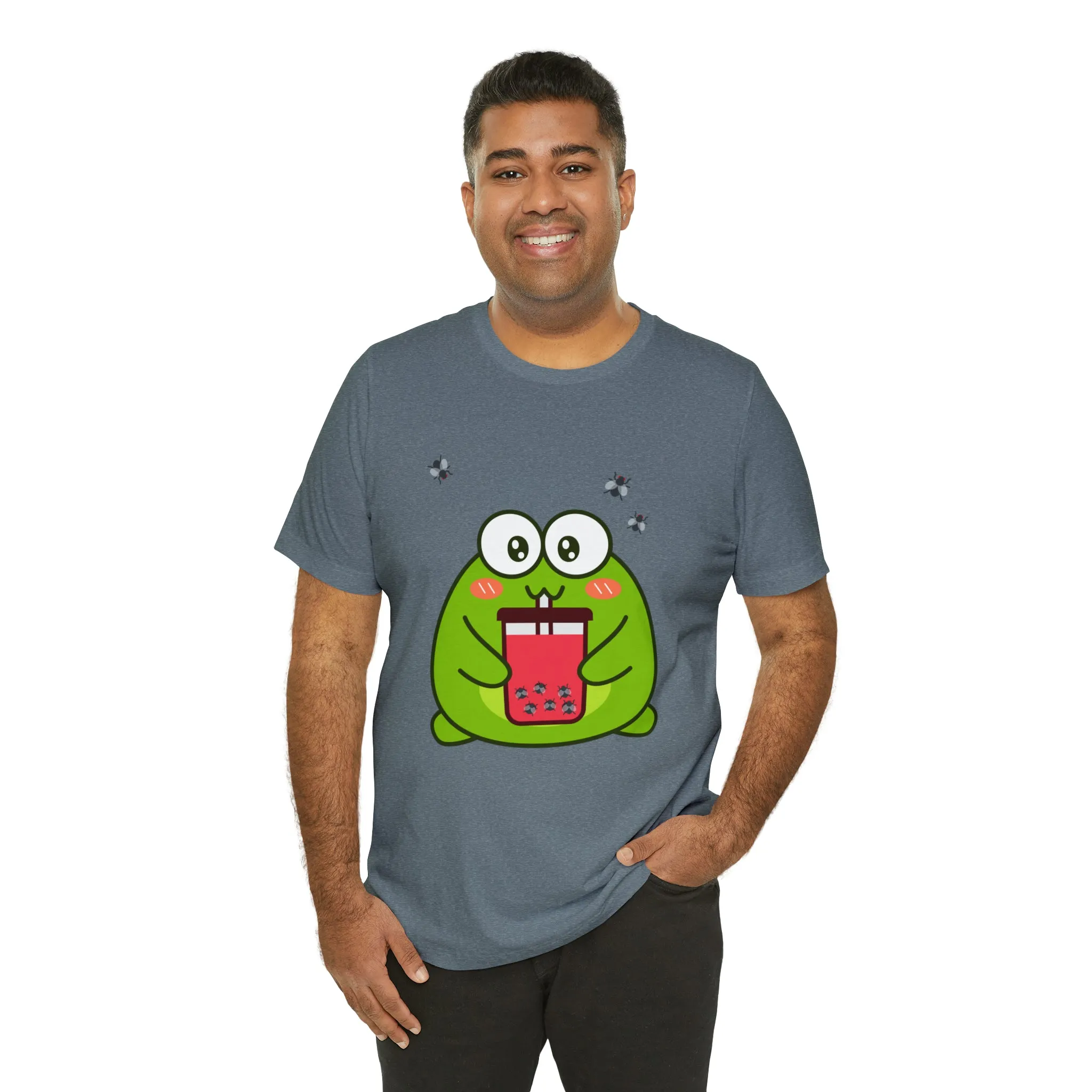 Frog loves boba tea Unisex Jersey Short Sleeve Tee