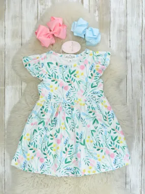 Green, Blue, & Pink Floral Swing Dress