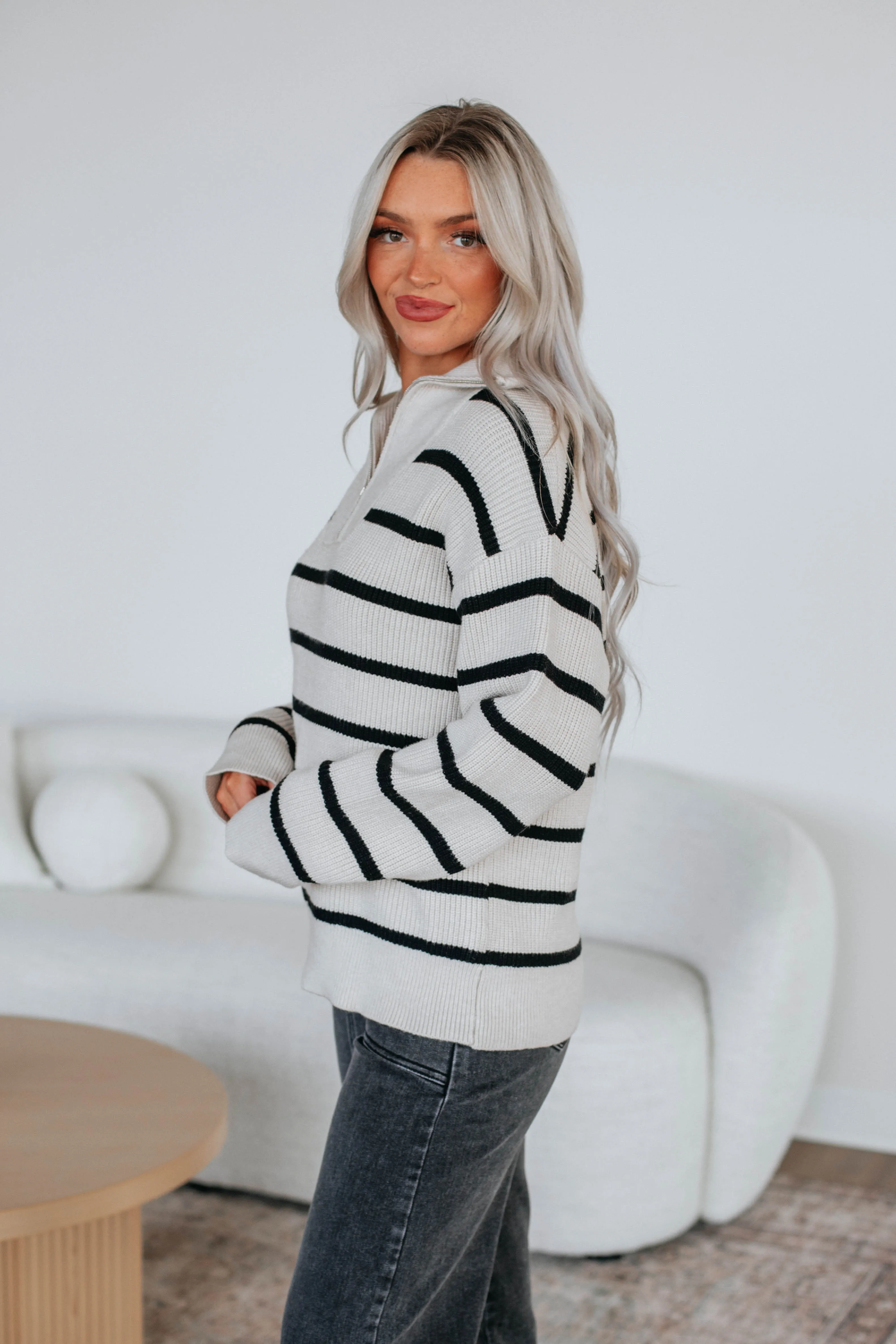 Lachlynn Striped Pullover - Cream