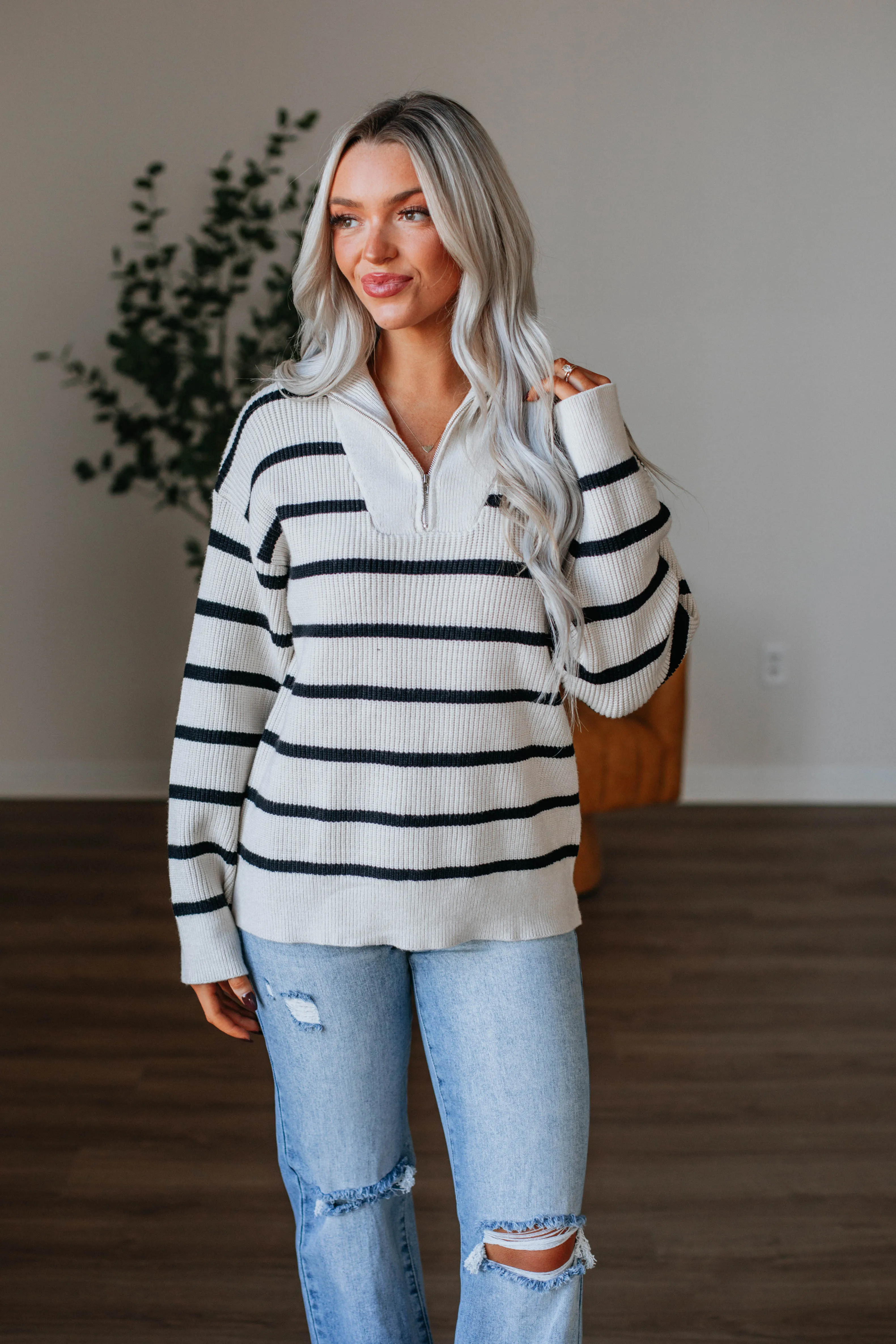 Lachlynn Striped Pullover - Cream