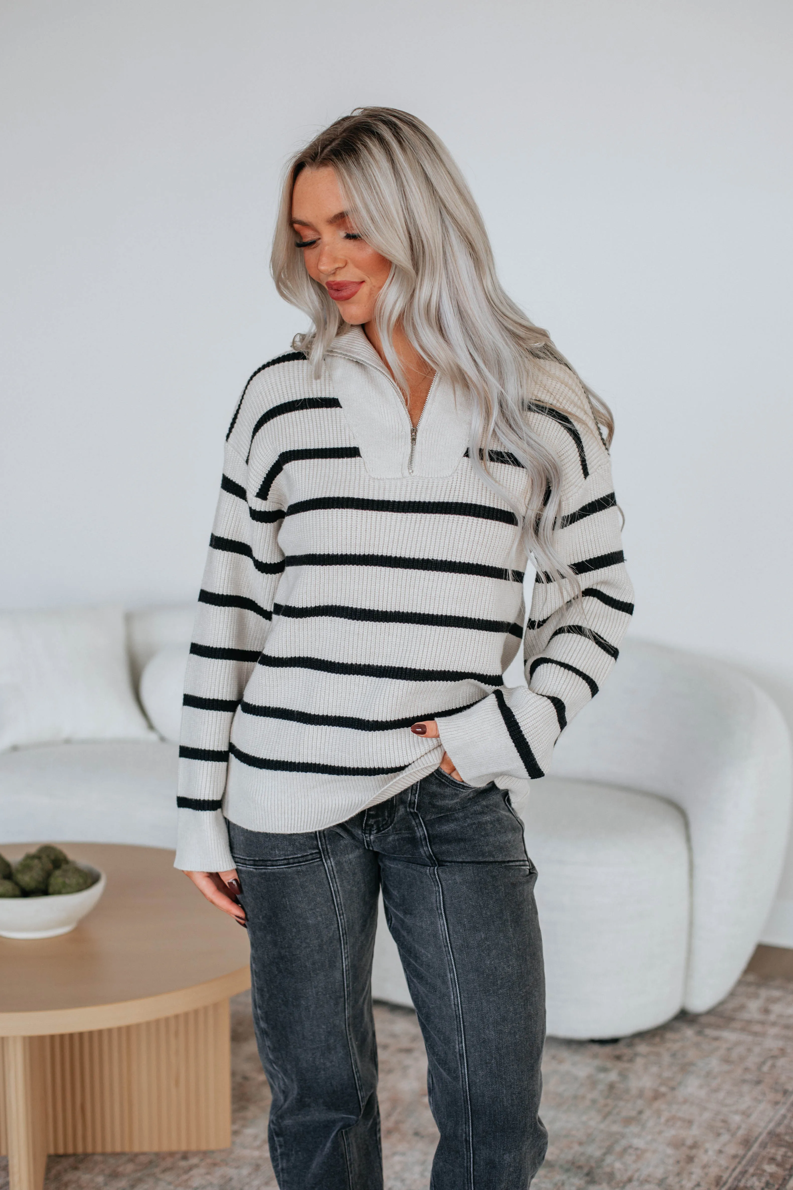 Lachlynn Striped Pullover - Cream