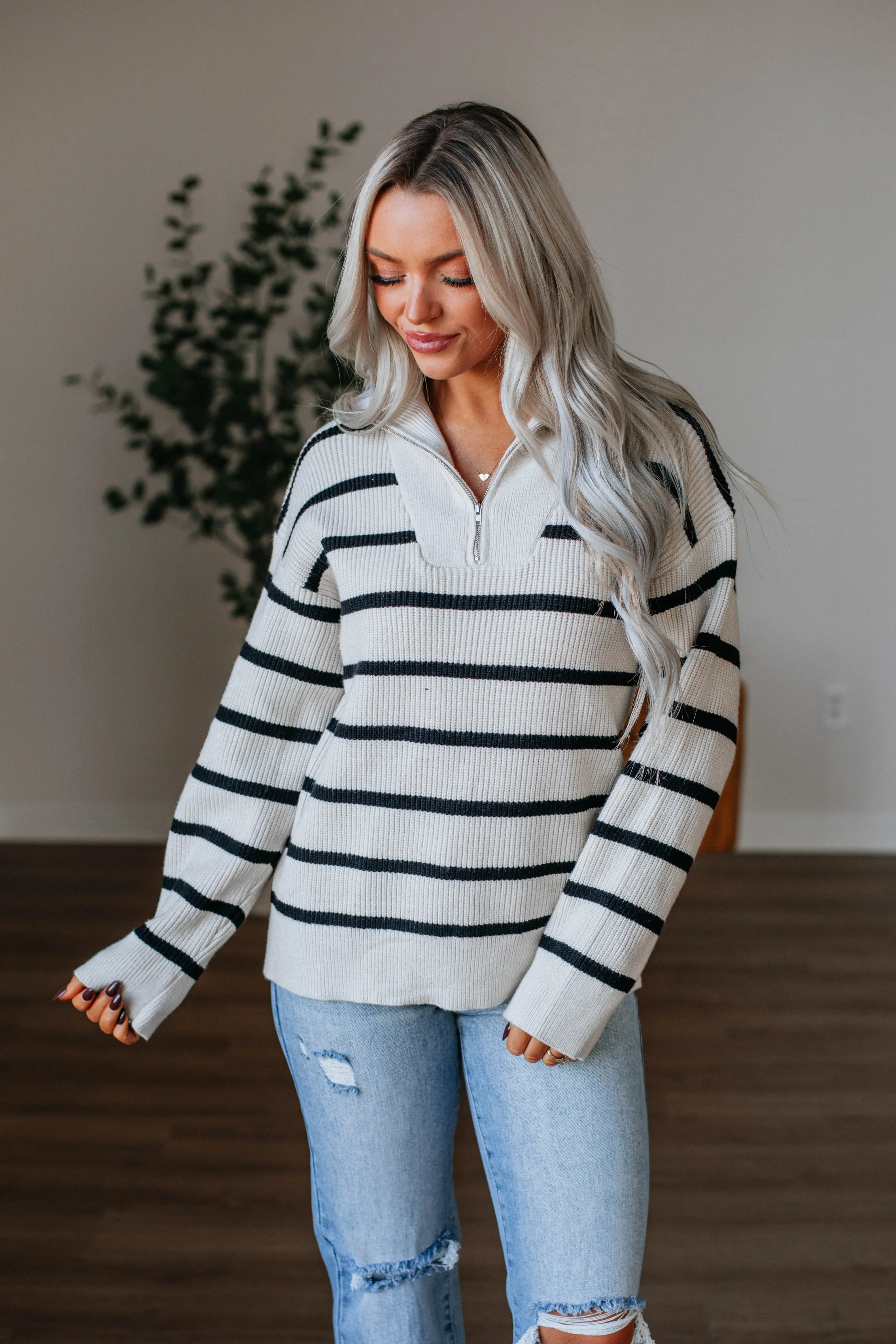 Lachlynn Striped Pullover - Cream