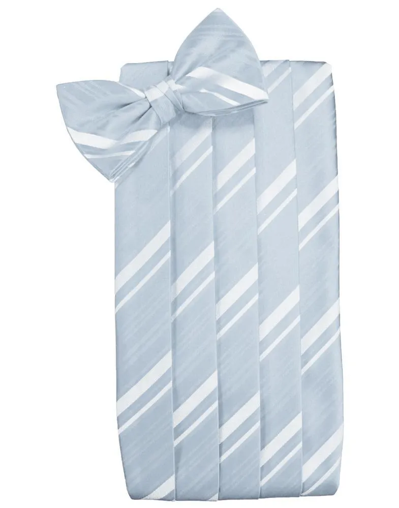 Light Blue Striped Satin Cummerbund