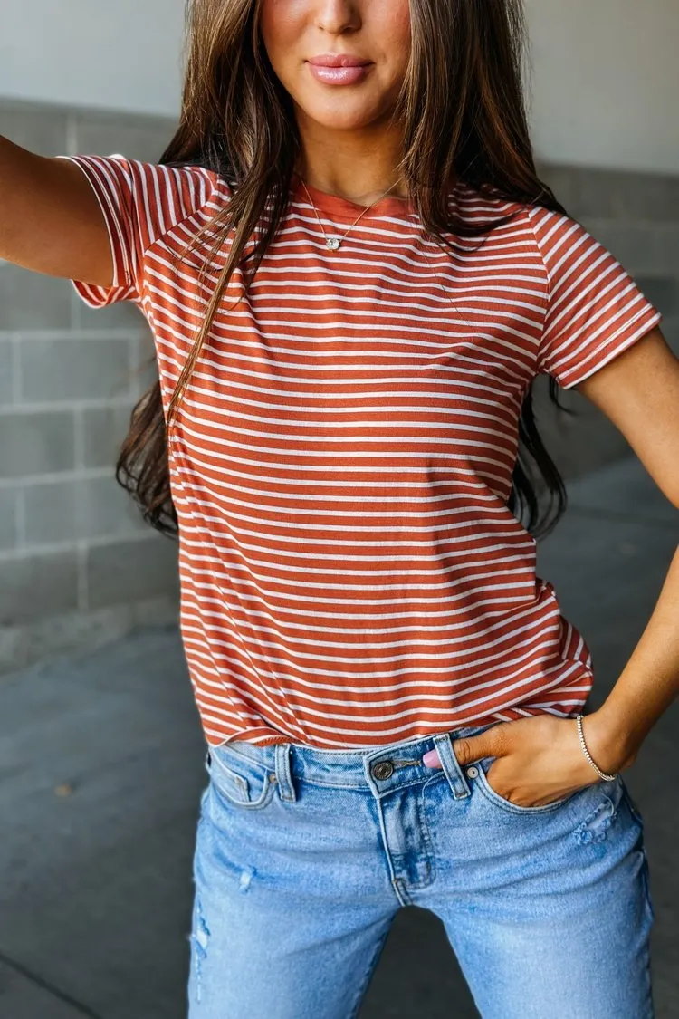 Milo Striped Tee - Rust