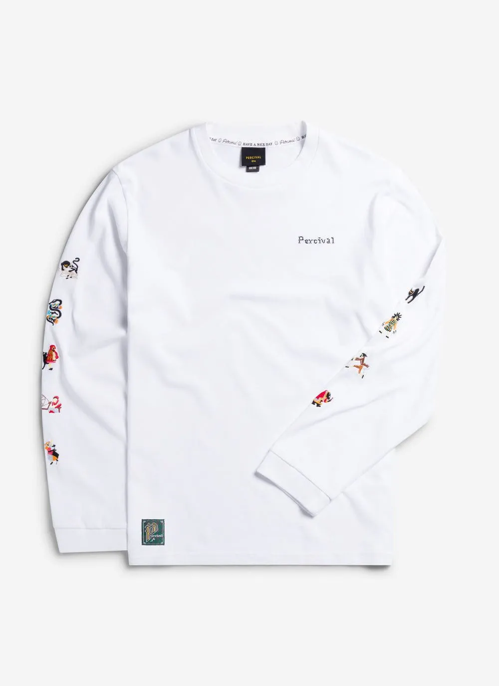 Nightmare Long Sleeve T Shirt | Embroidered Organic Cotton | White