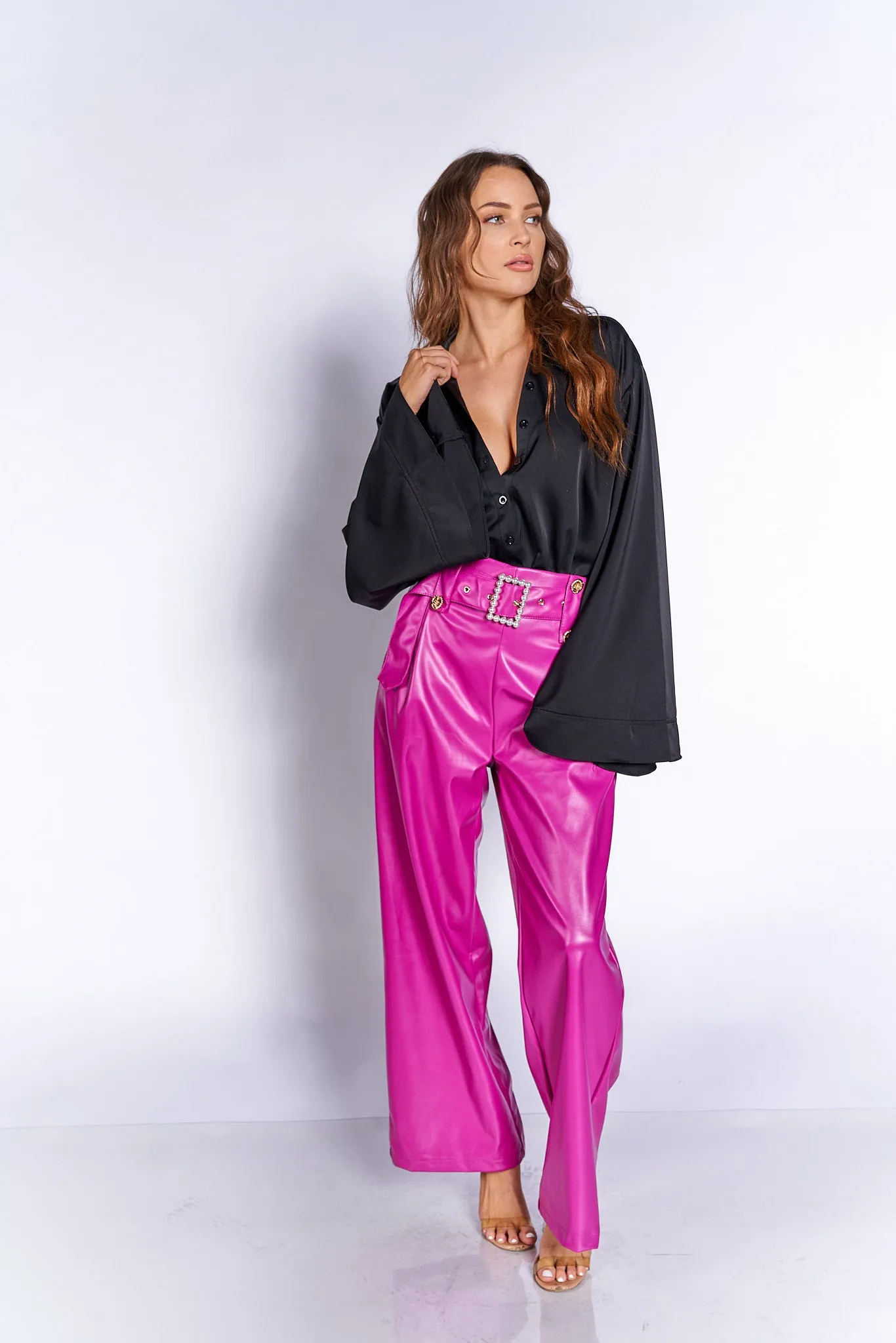 Pearl Belted PU Pants