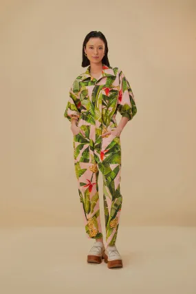 Pink Banana Leaves Jumpsuit