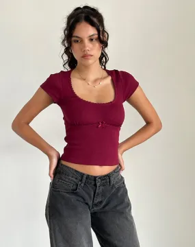 Rada Top in Rib Burgundy