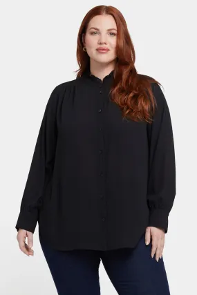 Ruffle Neck Blouse In Plus Size - Black