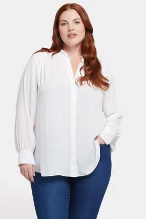 Ruffle Neck Blouse In Plus Size - Optic White