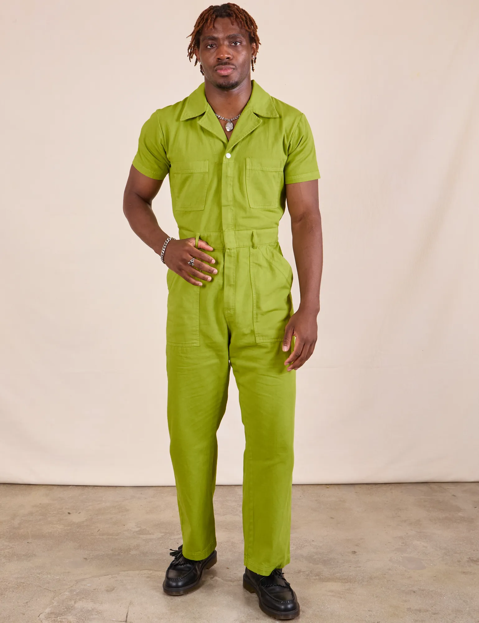 Short Sleeve Jumpsuit - Gross Green