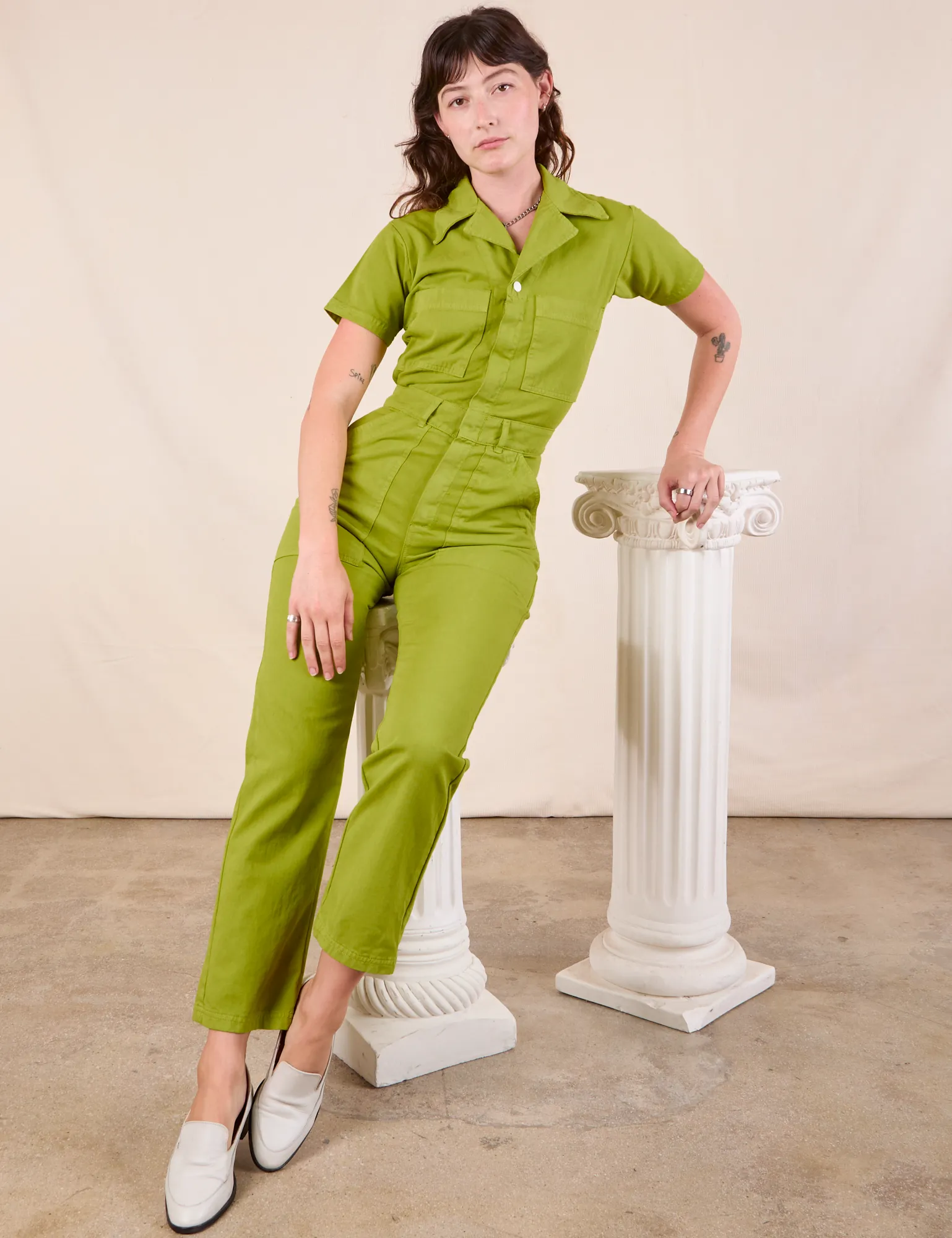 Short Sleeve Jumpsuit - Gross Green