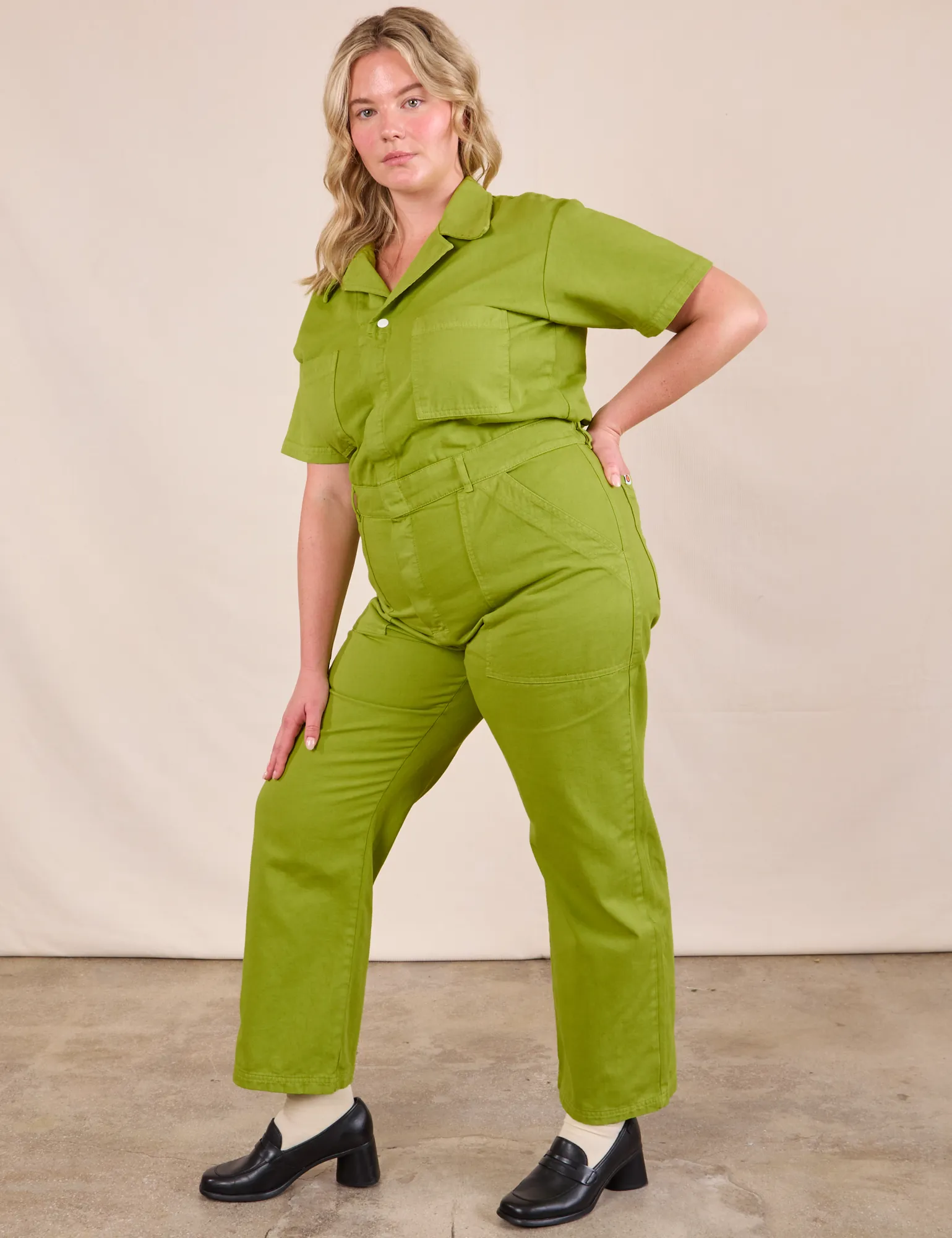 Short Sleeve Jumpsuit - Gross Green