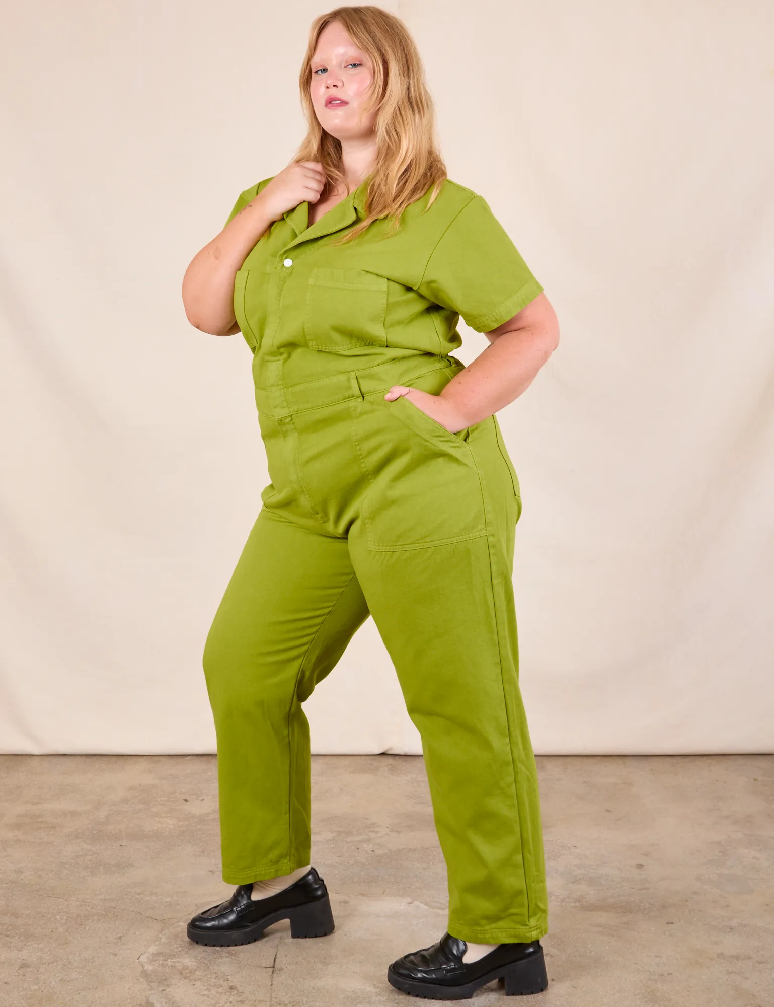 Short Sleeve Jumpsuit - Gross Green