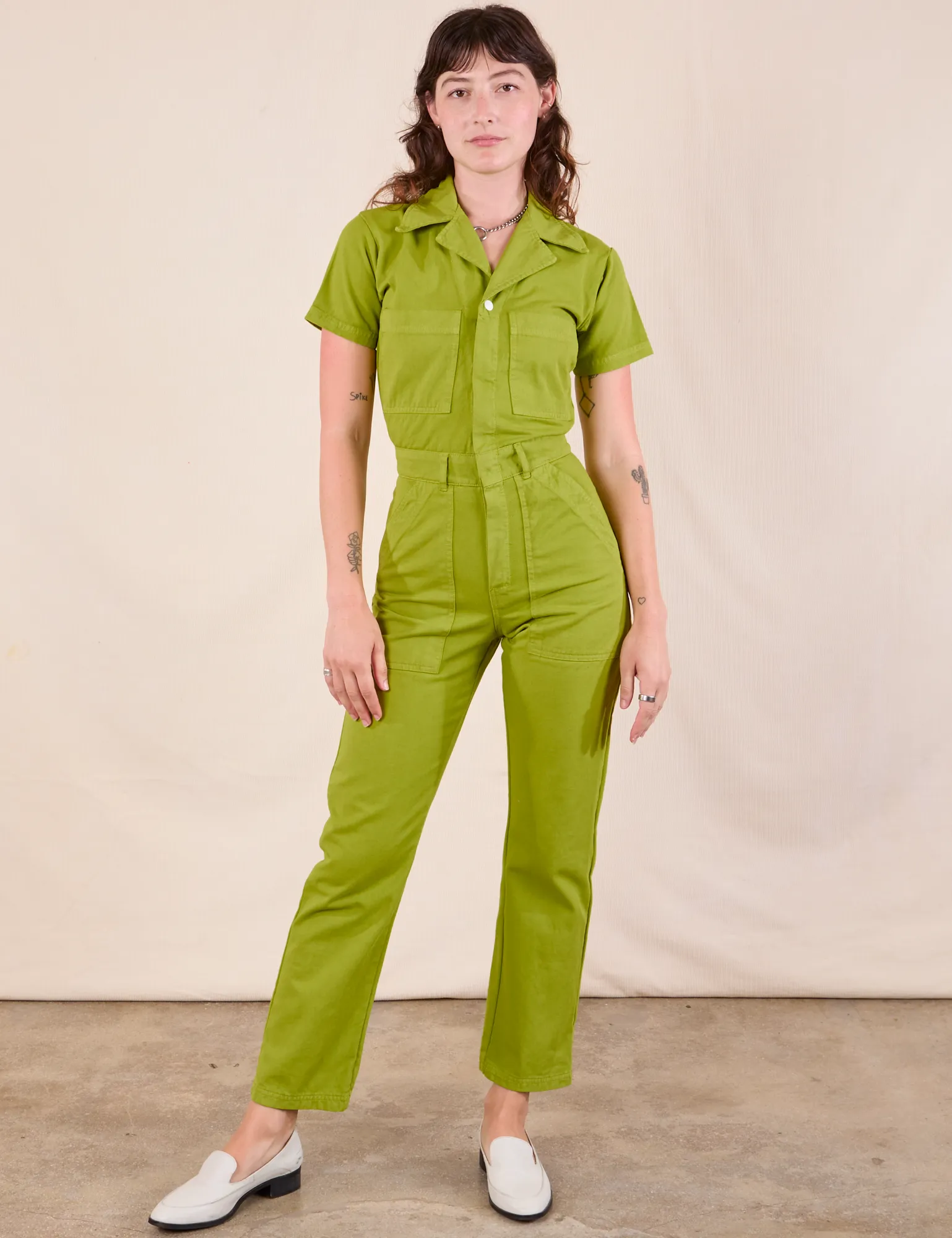 Short Sleeve Jumpsuit - Gross Green